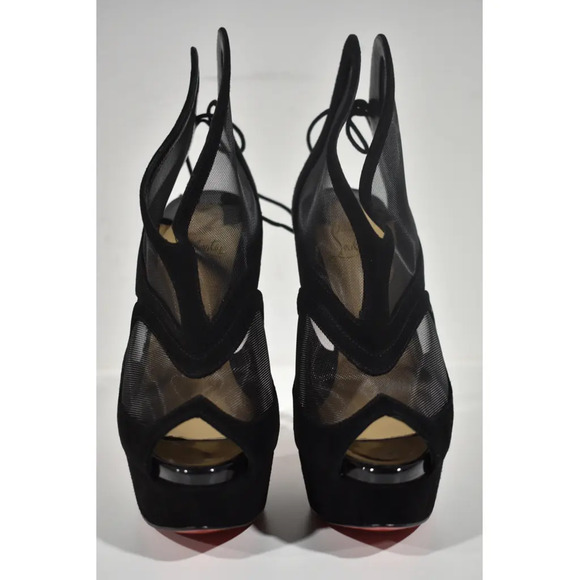 Christian Louboutin Farfamesh 150 Black Platform Peep Toe Sandal Heel Pump 36 - Picture 5 of 11